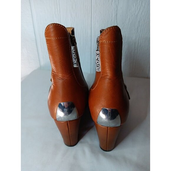 Hella Vintage 90s Motorcycle Riding Ankle Boots Women 7 Icon Moto Brown FLAW - Picture 7 of 15